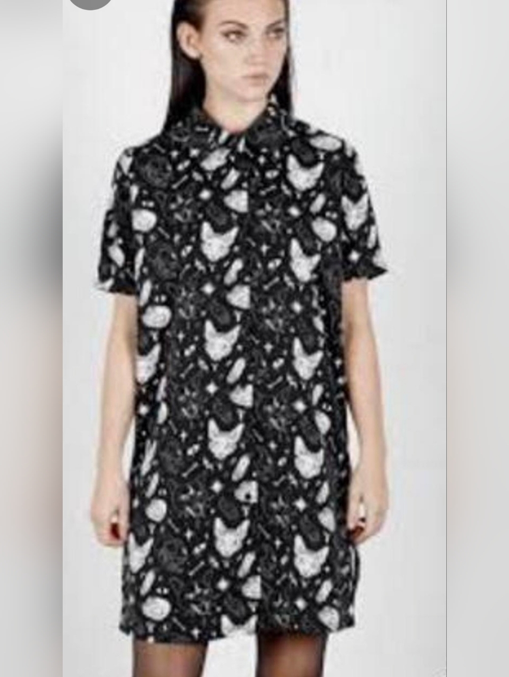 Disturbia Death Cat Shirt Dress, VGUC, Size 2
